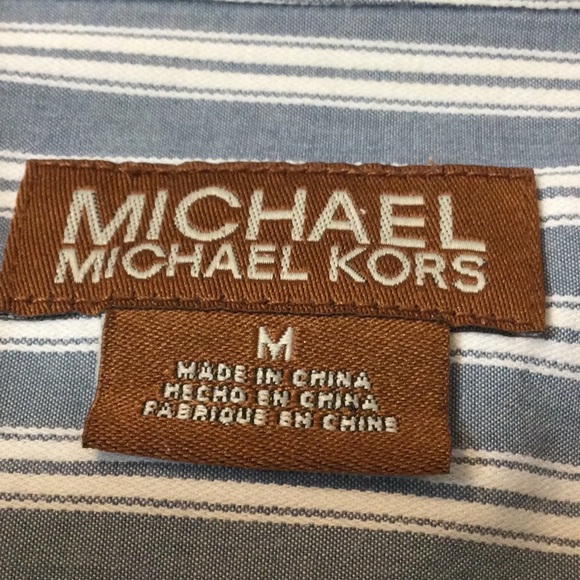 M MICHAEL Michael Kors button down pinstriped blue shirt - Picture 13 of 15